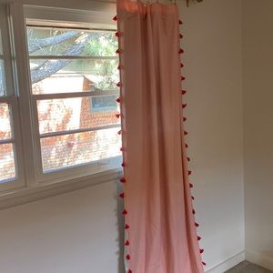 6 panels of 84” Pillowfort pink Pom Pom blackout curtains